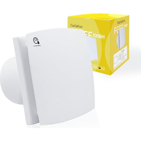 100mm Ventilateur de Salle de Bain, Extracteur d'Air avec Minuterie Réglable et Humidistat, Design Silencieux avec Clapet Anti Retour pour Montage Mural Plafond Fenêtres (1/5)