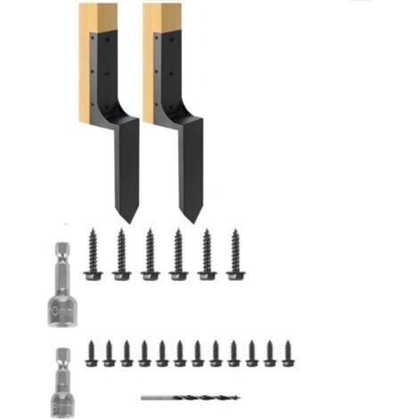 2 Pack Fence Post Repair Anchor Kit, Repair Stakes for Broken and Leaning Wooden Fence Post, Heavy Duty Steel Fence Post Anchor Stake (1/5)