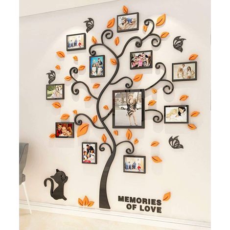 Stickers Muraux Arbre Cadre de Photo 3D DIY Mural Autocollants Arts Décoration de la Maison pour Chambre, Salon, Garderie, Salle, Garderie, Cadeau (Noir,XL) (1/4)