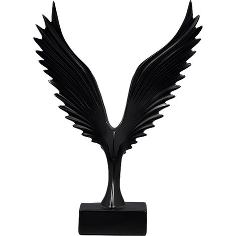 Statue d ' Aile majestueuse, Artisanat Exquis, Sculpture de Figurine d ' Aile mystérieuse en résine Noire, décorations de Maison, décorations de Propagation (1/5)