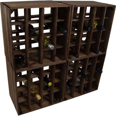 4er Set Weinregal 16er dunkel Abstellregal Weingestell Fächer Flaschenregal Weinschrank Flaschenablage (1/5)