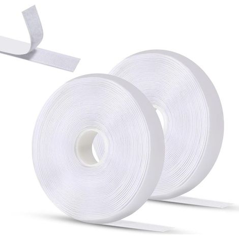 2 Pack 5m x 2cm White Adhesive Tape, Double Sided Self Adhesive Hook and Loop Tape, Strong Adhesive Suitable for Photo Frames, Windows, Mosquito Nets, DIY (1/5)