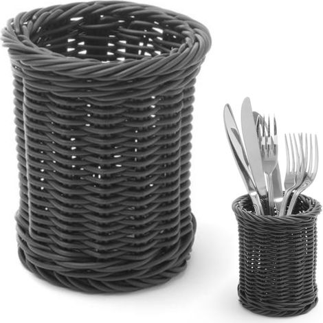 Cesta para cubiertos, tenedores, cuchillos y cucharas, redonda, negra, diámetro 100 x 120 mm - Hendi 426210 (1/3)