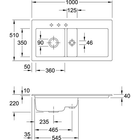 Villeroy & Boch 677000AM Évier encastrable Subway 60 1000x510mm