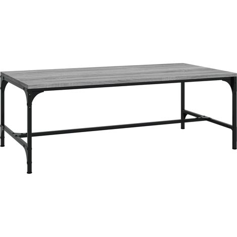 Table basse design industriel 100 x 50 x 35 cm bois d'ingénierie gris et acier DEC039937 (1/5)