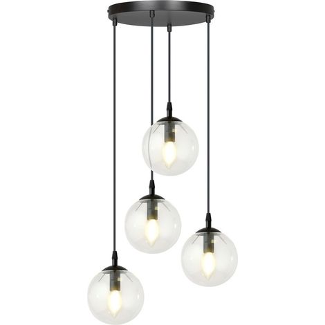 Lampada a sospensione Cosmo in acciaio nero e vetro