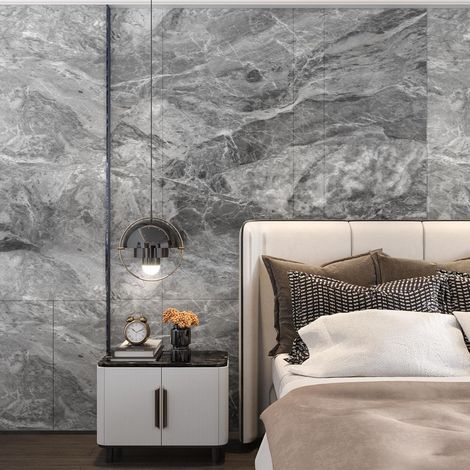 Papier Peint Gris Foncé Texture Marbre Auto-adhésif Rouleau de Papier Peint Vinyl Wrap 3D Effet Béton Granit Papier de Contact Mat épais 60CMx5M Sticker de Meuble Imperméable DIY Sticker Mural (1/5)