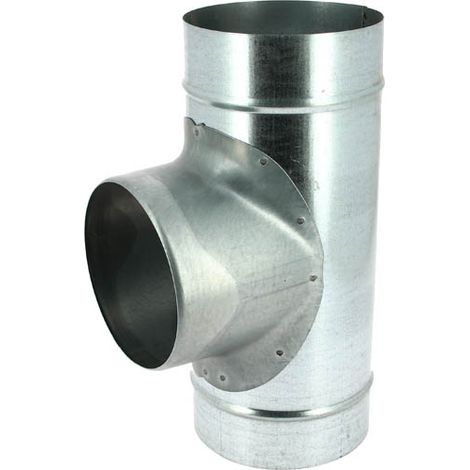 Aldes – Té équerre galva D125 – Raccord VMC 90° – Pour réseaux de ventilation – Montage facile avec emboîtage par rotation
