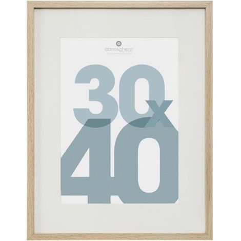 Atmosphera – Cadre photo en verre 30x40cm – MDF et verre – Convient pour photo 30x40cm – Couleur naturelle