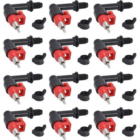 12 Pièces Becs Verseurs G1/8 Filetage Mâle pour Poulet avec Commutateur Automatique et Ressort en Forme de 7