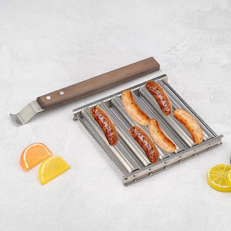 Grille à saucisses portable pour barbecue et hot-dogs cuits uniformément (1/4)