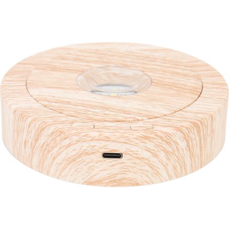 Socle lumineux rotatif à 360° en bois texturé hêtre, support d'affichage LED rond et coloré, idéal pour les œuvres d'art en résine, cristal et verre 3D.