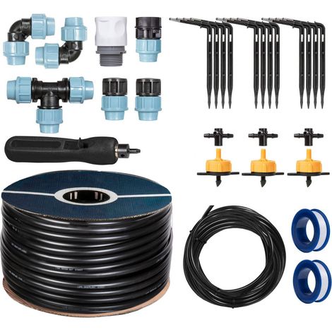HOLZBRINK Start Set Gewächshaus Bewässerung Bewässerungssystem inkl. 20 m LDPE Verlegerohr 20 mm, 3x Tropfer 2l/h, HTB-09-G-20