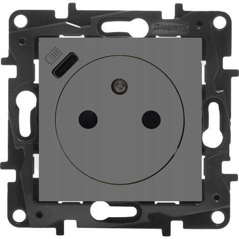 Legrand Niloe Step presa elettrica nera con caricatore USB-C (1/3)