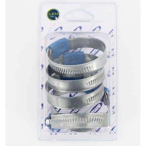 Blister de 5 colliers de serrage à vis sans fin 12 mm "ABA" 32 à 50 mm (1/2)