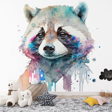 Papier peint panoramique Enfants - Raton laveur - 130 cm x 84 cm (1/4)