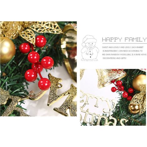 Künstlicher Weihnachtskranz, 30 cm, für die Haustür, Wandbehang, Rattankranz mit Schleife und Glöckchen, Weihnachtsdekoration für Zuhause, Weihnachtsbaumschmuck (1/5)