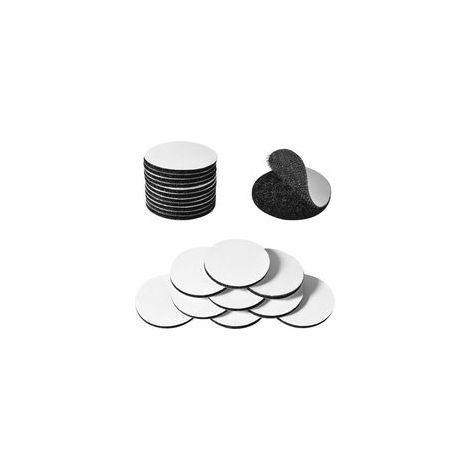 20 Paires Scratch Autocollant Double Face - Adhesif Double Face Extra Fort - Bande Auto-Adhésif - Bande avec Envers adhésif Ultra-Puissant Noir, 50mm Adhésif Rond