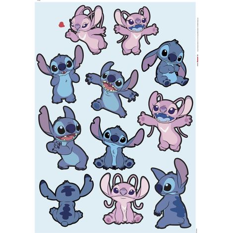Komar Wandaufkleber - Disney Stitch and Angel Happy - 70 x 50 cm - selbstklebender Wandsticker (1/3)