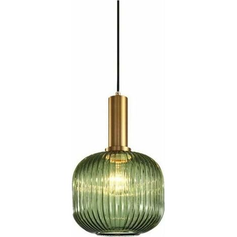 Suspension vintage industrielle, plafonnier suspendu de style rétro moderne, suspension, abat-jour en verre avec support de lampe en laiton poli [Classe énergétique A++], (1/5)