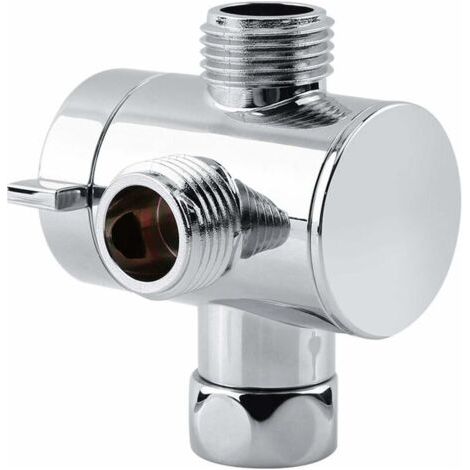 Vanne de dérivation 3 voies, G1 / 2 vanne d'adaptateur de commutateur pour robinet de cuisine ou de salle de bains pièces de rechange Chrome douche splasher Splitter (1/5)
