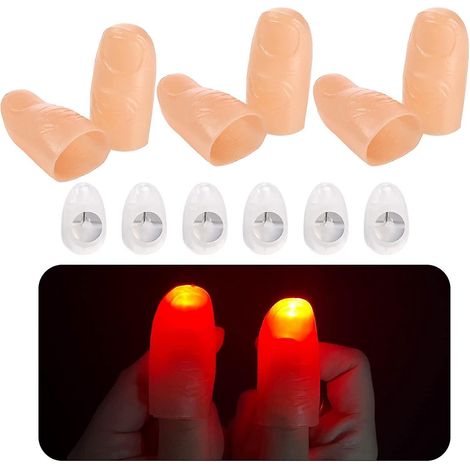 Lot de 6 lumières LED magiques pour les pouces, faux doigts lumineux clignotants, accessoire de magie pour spectacles de bar et de scène. (1/5)