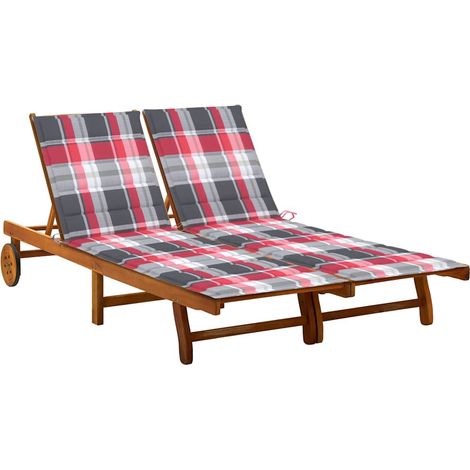vidaXL Tumbona de jardín 2 personas y cojines madera maciza de acacia (1/5)