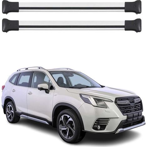 OMAC Barres de toit en aluminium pour Subaru Forester V 2018-2025 – TÜV / DIN 75302:2019 – Charge max 75 kg – 2 barres Argent (1/4)