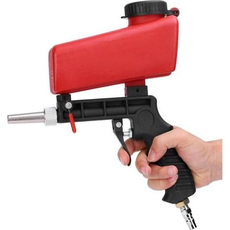 Sableuse Pneumatiques Portable Pistolet à Sableuse Professionnel Pistolet Sablage Sableuse Pneumatiques Sandblaster pour Enlever Les Ecailles de Peinture Rouille(Rouge) (1/4)
