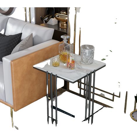 Table d'appoint de canapé, design moderne minimaliste, solution de rangement durable, Noir (1/2)