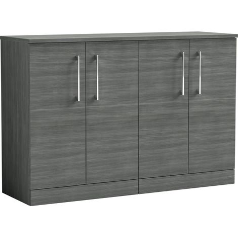 Balterley Bramshall Modern Bathroom 2 Door Floor Standing Vanity Unit with Worktop & Handles, Anthracite Woodgrain, 1205 mm