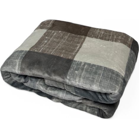 Plaid Morbido Stampato Coperta Calda Inverno Divano Sherpa Disegno Square, misura130x160coloreSquare (1/4)
