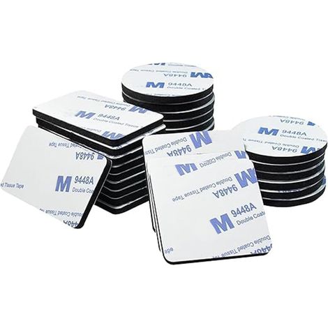 30 Pièces Ruban Adhésif Double Face, Mousse Épaisse Noire, Rectangles Carrés Ronds, Fixation Sans Perçage Pour Maison Bureau Voiture (1/5)