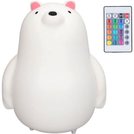 Cadeau d'anniversaire lumineux et coloré, veilleuse ourson mignonne, veilleuse douce pour nourrir bébé, rechargeable par USB (1/5)