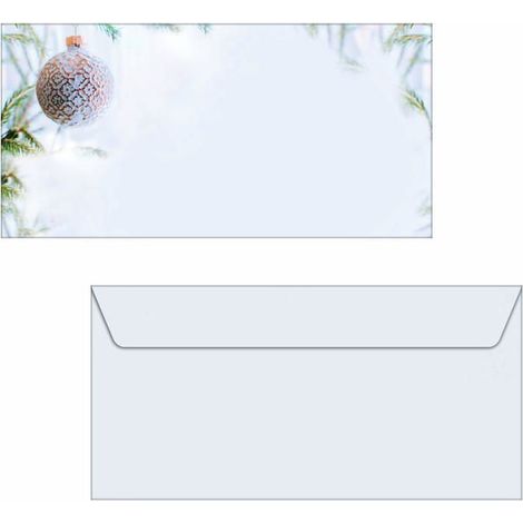 Enveloppe Sigel - DU302 - Enveloppes Motif Etoiles et Cristaux de Noel, Vert/Gris, Format Dl (11 X 22 cm), 50 Pieces (1/4)