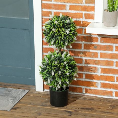 Lot de 2 lavandes artificielles 70 cm avec pot stable, fleurs blanches (1/5)