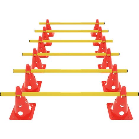 Agility Kit de coordination de 18 pièces pour entraînement de coordination Haies d'agilité Réglable Pour football, enfant, chien, dresseur HENGMEI