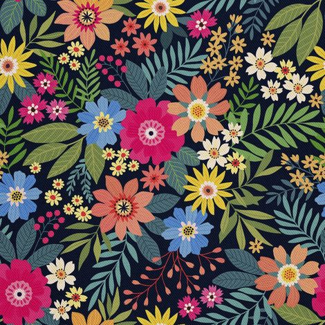 Telas decorativas para exteriores Oxford - colorido motivo floral veraniego (1/5)