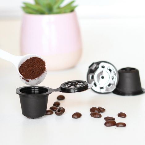 Filtre à café rechargeable et réutilisable en acier inoxydable chromé, compatible avec les capsules Nespresso (1/5)