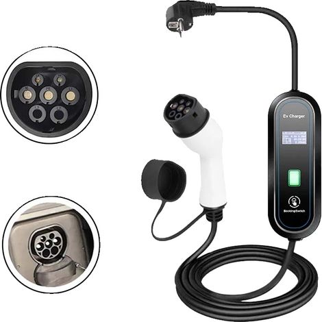 Chargeur EV 3,5 kW, Station de Charge Portable Type 2, Charge Rapide, Protection Étanche IP66, 220V Monophasé, 3.5 Mètres Type2