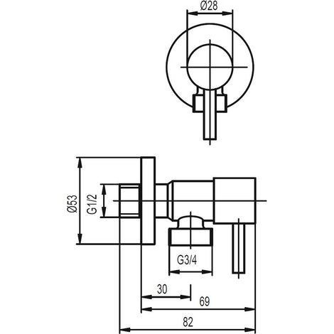 Válvula angular kfa modelo 5907571240130 cromo 1 2 x 3 4 pulgadas (1/2)