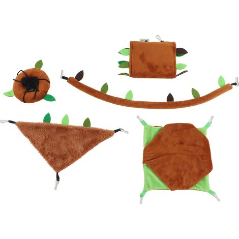 Hamac multifonction pour Hamster, 5 pièces, doux et confortable, ensemble de cachette pour cochon d'inde, pour Rat planeur de sucre (1/5)