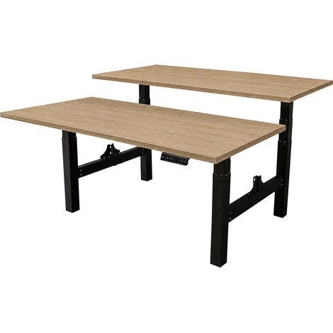 Elektrischer Doppel-Schreibtisch - 140x80 cm - Dual Motor - Schwarz / Eiche (1/5)