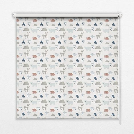 Tenda a Rullo Interna per Finestra - Tenda Filtrante Luce - Tenda Privacy - Tenda Decorativa Rettangolare - Rullo per Interni - (130 cm x 140 cm) - Montagne Pioggia Animali