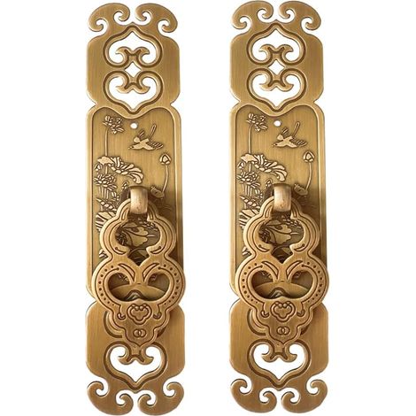 Lot de 2 poignées de porte double en cuivre pur pour bibliothèque, armoire, tiroir (1/4)