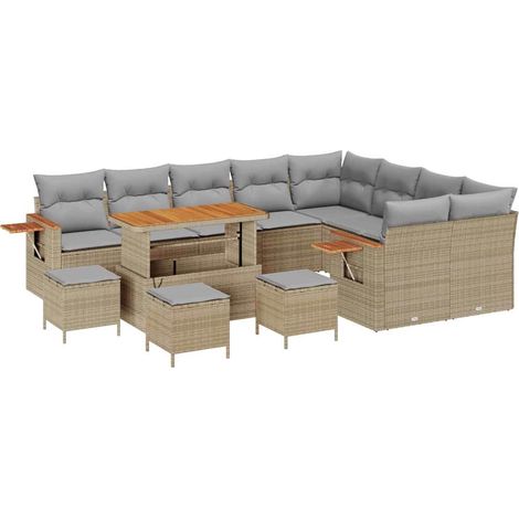 Maison Exclusive - Set Divano da Giardino 14 pz 10-Numero di posti (1/5)