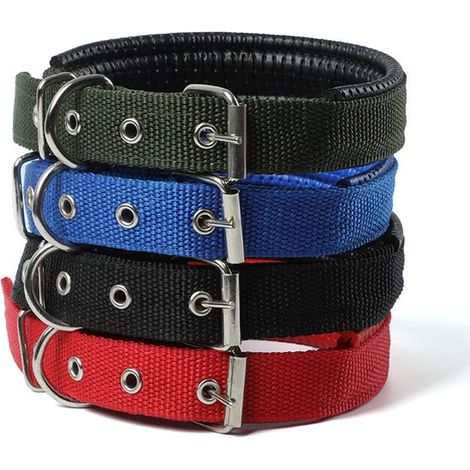 Collare per cani in nylon di alta qualità, indistruttibile, regolabile, comodo, con design antistrappo, di colore nero, ideale per passeggiate, addestramento e uso quotidiano. (1/5)
