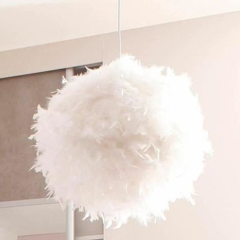 Suspension en plumes - STOEX - Lustre abat-jour luminaire E27 blanc - Design moderne - 60W (1/4)