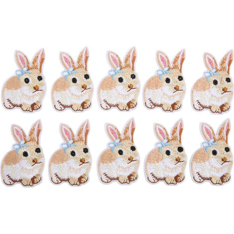 10Pcs Iron On Patches Little Cute Bunny Durable Lightweight Wide Application Jean Patches for Bag Clothes DIY (1/5)