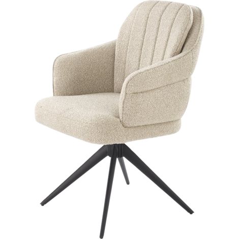 Chaise beige pivotante design en tissu avec pieds en métal Lana (1/5)